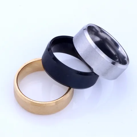 8mm Brushed Titanium Steel Ring for Men Black Gold Silver Minimalist Industrial Band Ring Fashion Jewelry Comfort Fit