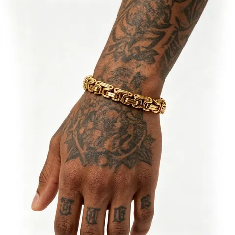 Hip Hop Men Stainless Steel Bracelet Byzantine Cuban Link Chain Personalized Trend Jewelry Electroplated Metal Hand Chain