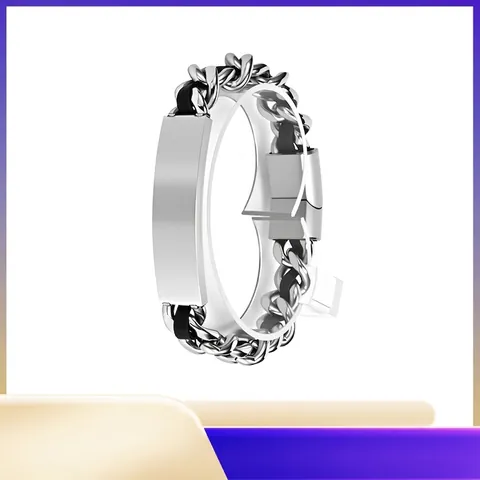 Men Titanium Steel Cuban Link Chain Bracelet Polished Engravable ID Plate Hip Hop Streetwear Jewelry Gift For Men