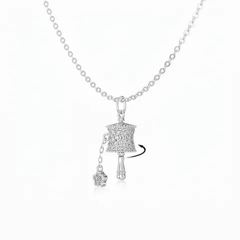 S925 Sterling Silver Tibetan Mani Wheel Necklace For Women Zirconia Inlaid Rotatable Buddhist Prayer Wheel Luck Jewelry Gold Silver