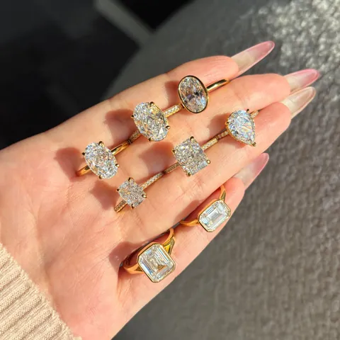 Damen 925 Sterlingsilber Ring Vergoldet Oval Smaragd Birne Schliff Zirkonia Mode Verlobung Hochzeit Schmuck Fingerring Geschenk