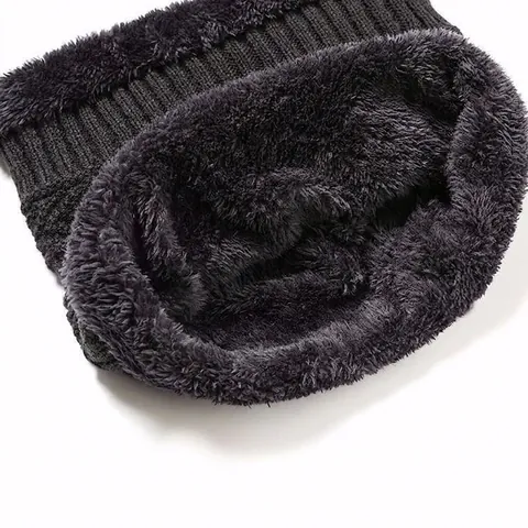 Men's Winter Knit Hat And Scarf Set Thick Fleece Lined Warm Beanie Cap Neck Warmer Outdoor Cold Weather Accessories For Men