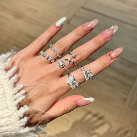 S925 Sterling Silver Moissanite Ring For Women Heart Emerald Water Drop Cut Adjustable Wedding Band Luxury Fine Jewelry