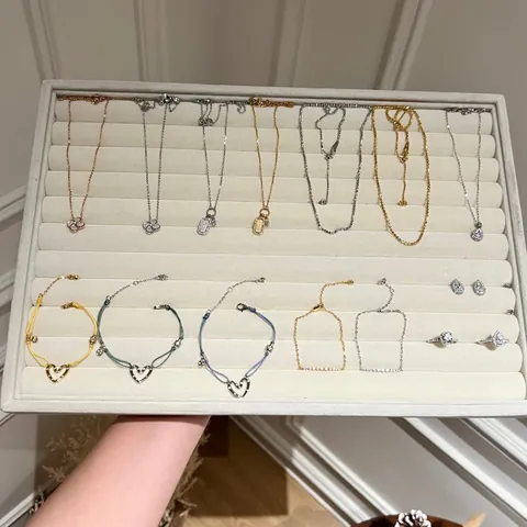 Collection de Bijoux en Argent Sterling 925 Zirconia Nacre Goutte d'Eau Cœur Trèfle à Quatre Feuilles Collier Boucles d'Oreilles Bague pour Femmes