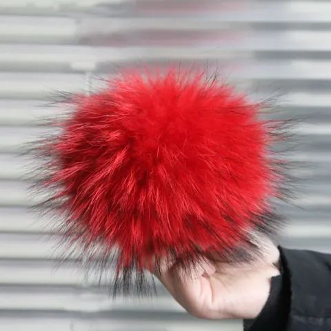 Pompon de Piel de Mapache Real Con Botón de Presión Bola de Decoración Suave y Colorida Para Sombreros Bolsos Ropa DIY