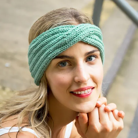 Women Hand Knitted Twist Cross Knit Headband Bohemian Winter Warm Crochet Head Wrap Solid Color Hair Band Accessories