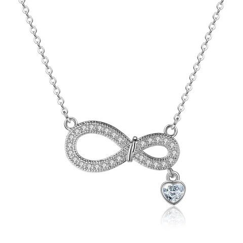 Fashion Infinity Heart Pendant Necklace For Women Copper Zirconia Micro Inlaid Minimalist Elegant Jewelry Valentine Day Gift