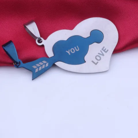 Minimalist Stainless Steel Heart And Arrow Couple Pendant Necklace Romantic Puzzle Interlocking Jewelry Gift For Lovers