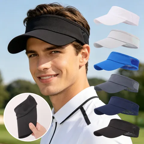 Unisex Outdoor Sun Visor Cap Breathable Polyester Mesh Sports Hat Foldable Running Cycling Tennis Beach Visor For Men Women