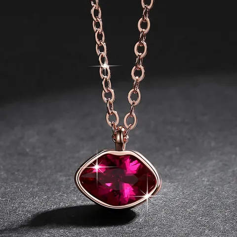 Lippenvorm Hanger Ketting voor Dames Koper Zirconia Rode Korund Sexy Mond Choker Valentijnsdag Cadeau Sieraden