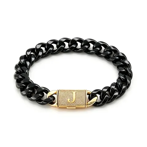 Heavy 14mm Cuban Link Chain Necklace Bracelet 18K Gold Initial A-Z Flip Clasp Stainless Steel Rhinestone Hip Hop Jewelry