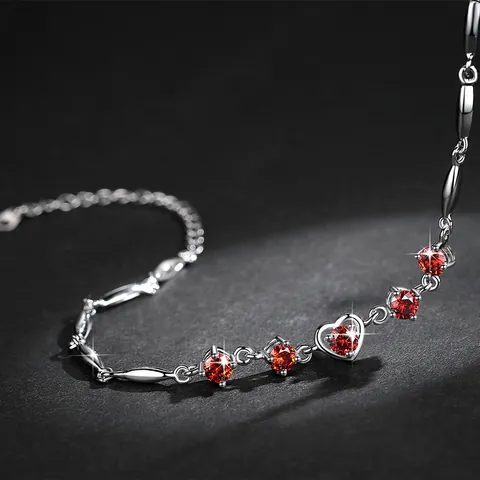 Korean Fashion Heart Shaped Zirconia Bracelet For Women Light Luxury Copper Electroplated Zircon Inlaid Chain Bracelet Jewelry