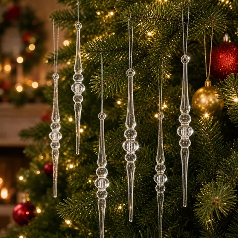 Weihnachts-Eiszapfen Aus Acryl Für Weihnachtsbaum-Dekoration Transparente Bunte Hängende Eiszapfen Winter Feiertag Home Party Deko