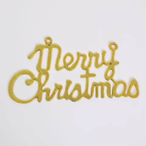 Merry Christmas Letter Sign Xmas Tree Hanging Ornament Plastic Electroplated Gold Silver Festive Holiday Home Decoration
