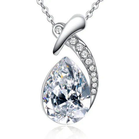 Elegant Angels Tears Water Drop Pendant Necklace Alloy Rhinestone Inlaid Crystal Jewelry For Women Wedding Banquet Anniversary Gift