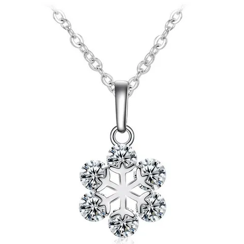 Exquisite Schneeflocke Zirkonia Anhänger Halskette Für Damen Kupfer Galvanisierte Funkelnde Kristall Winter Schmuck Geschenk