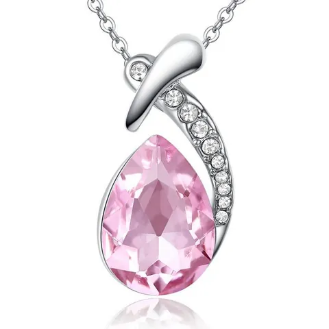 Elegant Angels Tears Water Drop Pendant Necklace Alloy Rhinestone Inlaid Crystal Jewelry For Women Wedding Banquet Anniversary Gift
