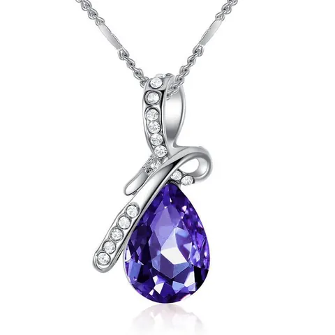 Minimalist Water Drop Pendant Necklace For Women Alloy Rhinestone Crystal Droplet Chain Necklace Fashion Jewelry Gift