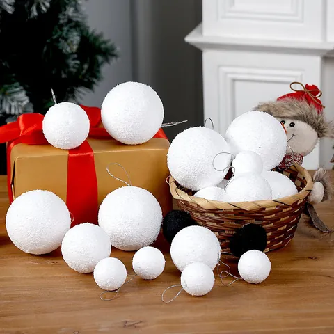 Christmas Snowball Hanging Ornament Frosted Foam Ball White Snowflake Texture Tree Decor Party Supplies Holiday Ceiling Decoration