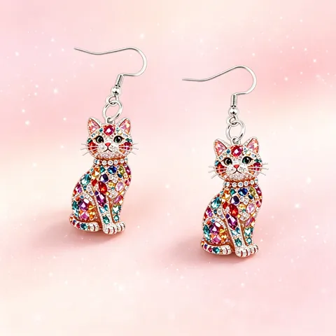 Creatieve Acryl Gelukskat Hangoorbellen Voor Vrouwen Mode Maneki Neko 2D Plat Bedrukt Kristal Textuur Haken Oorbellen Sieraden