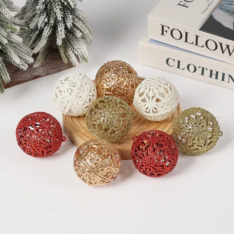 Palle di Natale Traforate Glitterate Sfere a Fiocco di Neve da Appendere per Albero di Natale Decorazioni per Feste Natalizie
