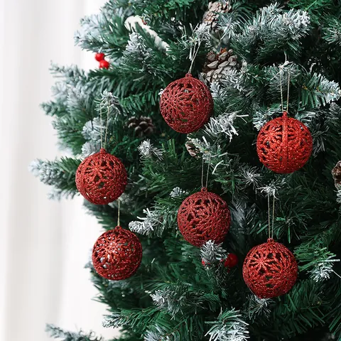 Palle di Natale Traforate Glitterate Sfere a Fiocco di Neve da Appendere per Albero di Natale Decorazioni per Feste Natalizie