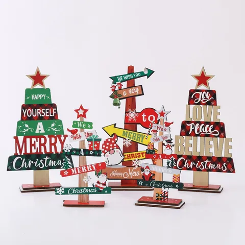 Cartel de Madera de Navidad Rústico Decoración Colgante Papá Noel Árbol Gnomo Lazo Cuadros Adorno Redondo para Decoración Puerta Mesa Hogar