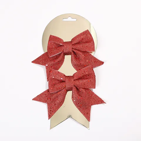 Lazos de Navidad con Purpurina Adornos Colgantes de Espuma EPE Tela Para Árbol de Navidad Decoración de Fiesta Rojo Oro Plata