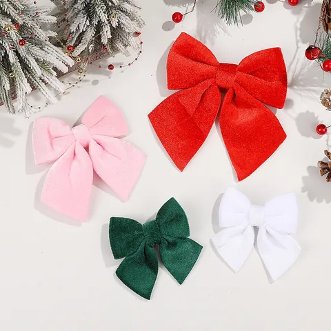 Fluwelen Kerststrikken Boomversieringen Effen Kleur Stof Hangende Decoratie Voor Feestdagen Huis Nieuwjaar Decor Cadeau