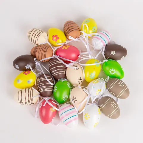 Easter Colored Eggs DIY Party Decoration Foam Egg Shell Hanging Ornaments For Festival Store Home Layout Props