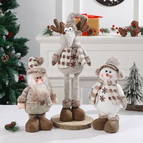 Weihnachtsdekoration Gestrickte Ausziehbare Puppe Weihnachtsmann Schneemann Elch Figuren Für Schaufenster Weihnachtsornamente