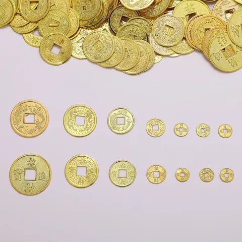 Antieke Chinese Geluksmunten Legering Verguld Traditionele Geluksmunten Voor Huisdecoratie Decoratieve Metalen Ambachten Goudkleur