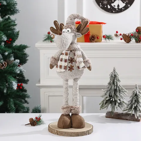 Weihnachtsdekoration Gestrickte Ausziehbare Puppe Weihnachtsmann Schneemann Elch Figuren Für Schaufenster Weihnachtsornamente