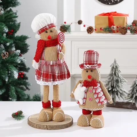 Muñeco de Peluche Telescópico de Navidad Adorno Papá Noel Muñeco de Nieve Muñeco Tejido para Decoración del Hogar