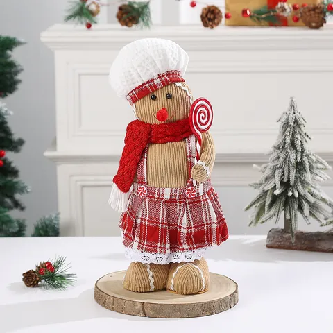Muñeco de Peluche Telescópico de Navidad Adorno Papá Noel Muñeco de Nieve Muñeco Tejido para Decoración del Hogar