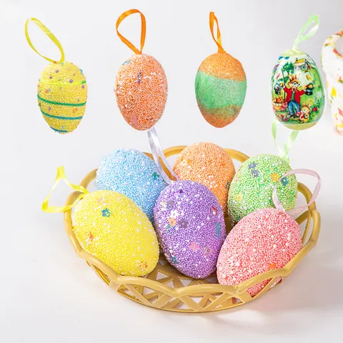 Easter Foam Eggs Set Colorful Hanging Egg Decorations For Holiday Home Party Garden Decorative Ornaments