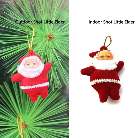 Rote Beflockte Weihnachtsmann Hängende Ornamente Für Weihnachtsbaum Dekoration Kunststoff Kleiner Alter Mann Festliche Party Dekoration