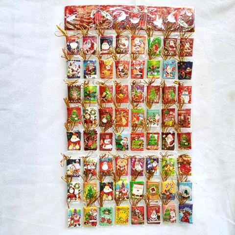 Christmas Tree Hanging Decoration Wish Cards Paper Gift Labels With Gold String Santa Reindeer Patterns Festive Party Decor