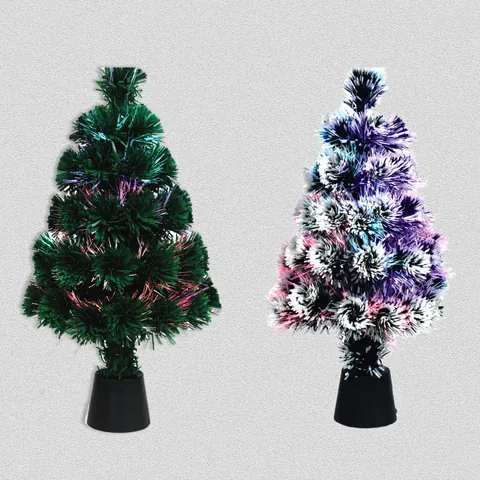 Árbol de Navidad de Fibra Óptica Luz LED Colorida Intermitente Decoración de Escritorio PVC Mini Árbol para Escritorio Mostrador Hogar