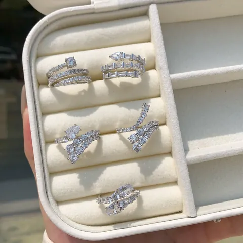 French Style 925 Sterling Silver Rings For Women Luxurious 5A Zirconia Inlaid Wedding Business Daily Fashion Finger Jewelry