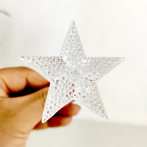 Acryl Fünfzackiger Stern LED Weihnachtslichterkette Zubehör Transparent Leuchtende Weihnachtsbaum Stern Ornamente