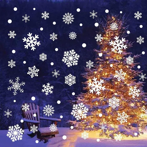 Adesivi Statici in PVC per Finestre di Natale Fiocco di Neve Babbo Natale Renna Pupazzo di Neve Decalcomanie in Vetro per Decorazioni Natalizie