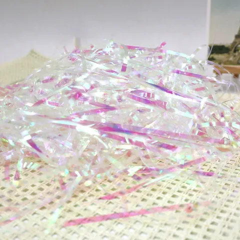 Iridescent Shredded Paper Tinsel Gift Box Filler Iridescent Shredded Silk For Wedding Birthday Party Counter Decoration