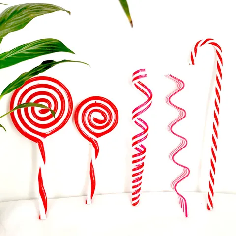 Ornements de Noël en Plastique Sucette Sucre d'Orge Rayé Rouge Blanc Décorations à Suspendre Festives Arbre Fête Maison
