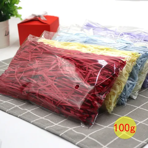 Colorful Shredded Raffia Paper Filler For Gift Box Wedding Candy Box Handcrafted Soap Packaging Crinkle Paper Shreds Festive Decoration Supplies