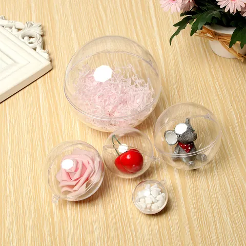 Clear Plastic Hollow Fillable Ball Ornaments For Christmas Tree Decor Wedding Party DIY Crafts Transparent Acrylic Sphere