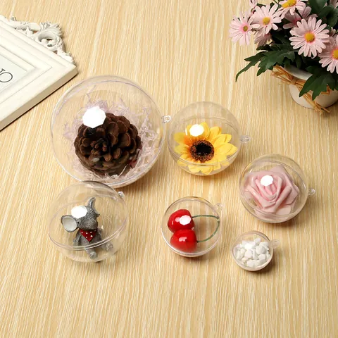 Clear Plastic Hollow Fillable Ball Ornaments For Christmas Tree Decor Wedding Party DIY Crafts Transparent Acrylic Sphere