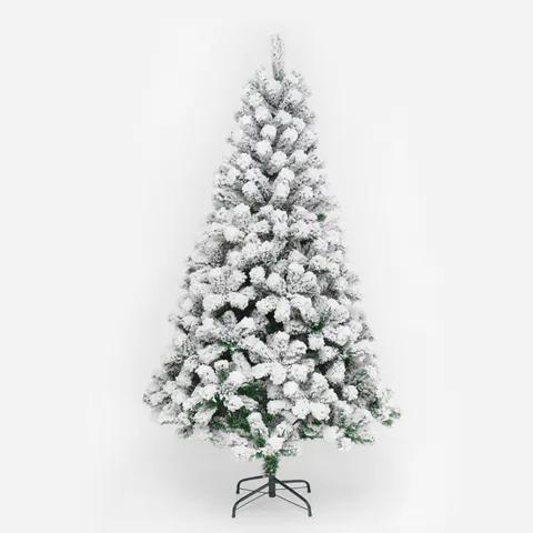 Árbol de Navidad Artificial Flocado de Nieve Premium PVC Alta Densidad Con Soporte de Metal Decoración de Invierno Hotel Hogar