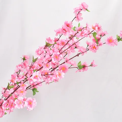Künstlicher Pfirsichblütenzweig Einzelne Rosa Kirschblüte Satin Stoff Blume Für Wohnzimmer Hochzeit Deko