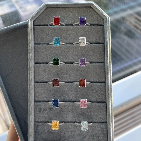 S925 Sterling Silver Radiant Cut Zirconia Ring For Women Luxury Ice Flower Cut Birthstone Adjustable Geometric Jewelry Finger Ring